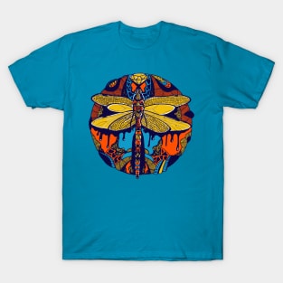 Orange Blue Circle of the Dragonfly T-Shirt